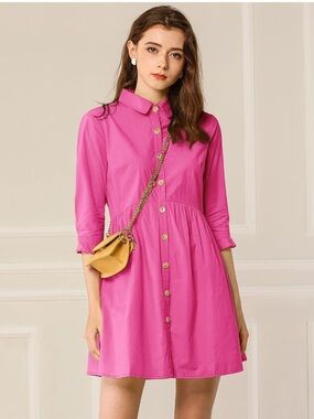 Red Allegra K Button-Front Shirt Dress - Size Small